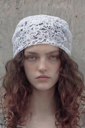 여름 반다나 스카프 BANDANA SCARF / LACE / WHITE