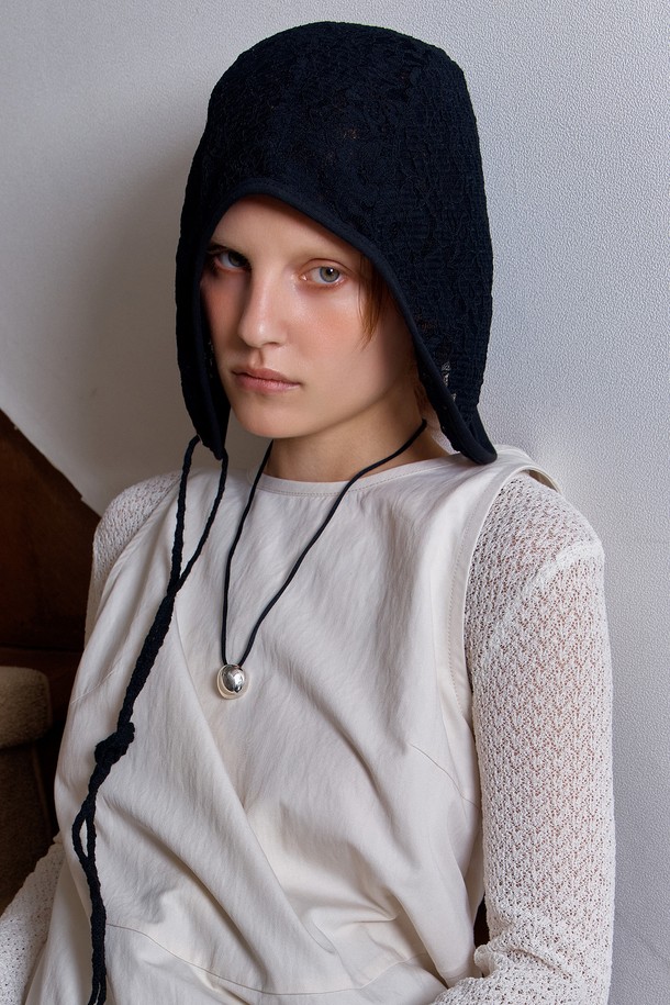 UNDERCONTROL STUDIO - 모자 - AVIATOR HAT / DOUBLE LACE / BLACK