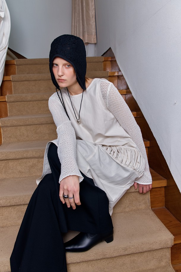 UNDERCONTROL STUDIO - 모자 - AVIATOR HAT / DOUBLE LACE / BLACK