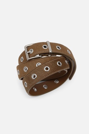 HAIRCALF BELT / EYELET / BROWN