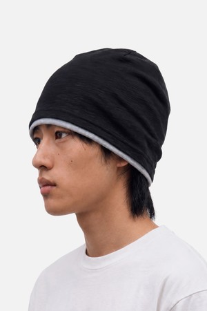 여름 얇은 라인 레이어드 슬럽 비니 남녀공용 모자 BEANIE / LAYERED SLUB / BLACK