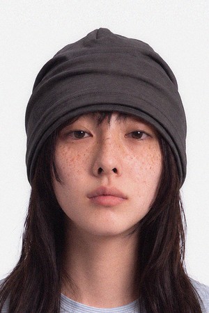 겨울 롤업 이중 레이어드 슬러브 롱비니 남녀공용 모자 DOUBLE KNIT HAT / AG WOOL / DUSTY CHARCOAL