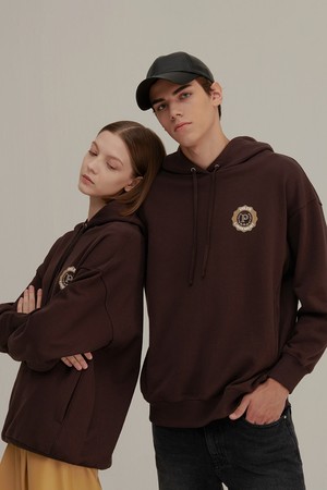 SIGNATURE LOGO UNISEX HOOD T DARK BROWN