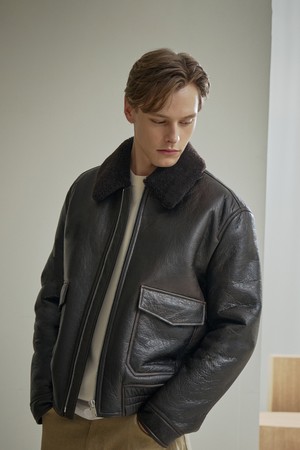 (MEN) 빈티지 디스트레스 메리노 무스탕 점퍼