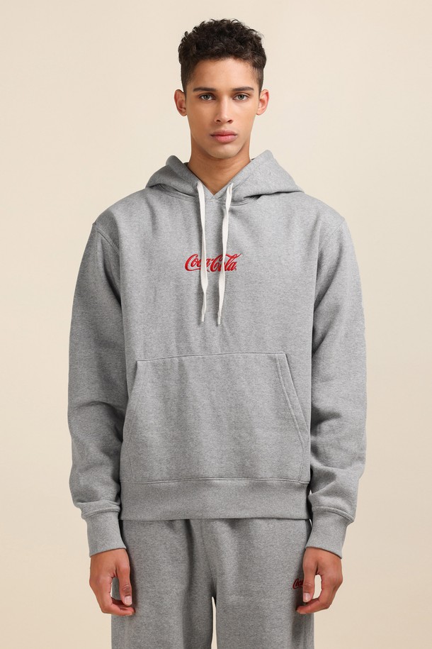 Coca-Cola - 후디 - Coca-Cola Red Logo Hoodie 멜란지그레이