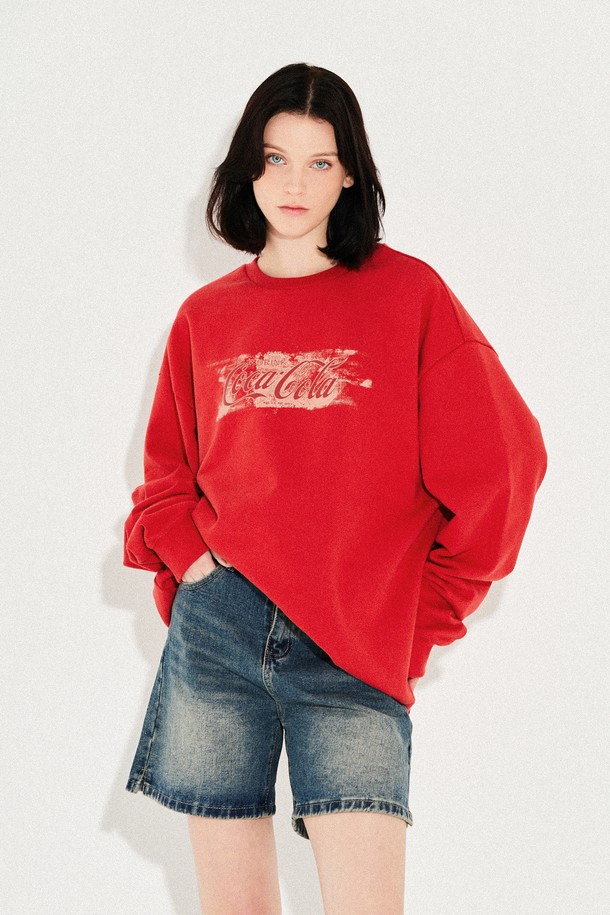 Coca-Cola - 스웻셔츠 - 코카-콜라 : Grunge Logo Sweatshirt 레드