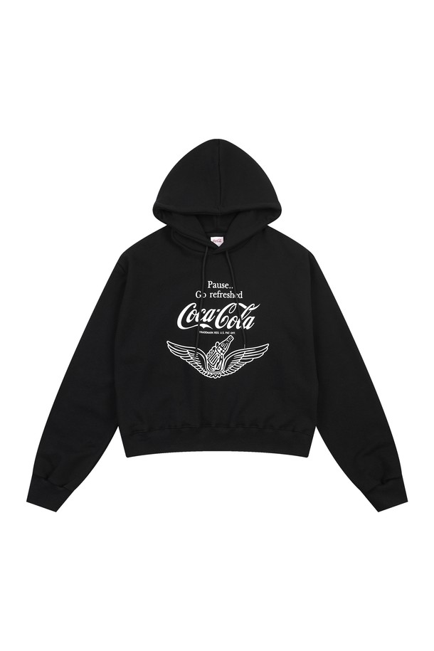 Coca-Cola - 후디 - 코카-콜라 : Coca-Cola wing crop hoodie 블랙