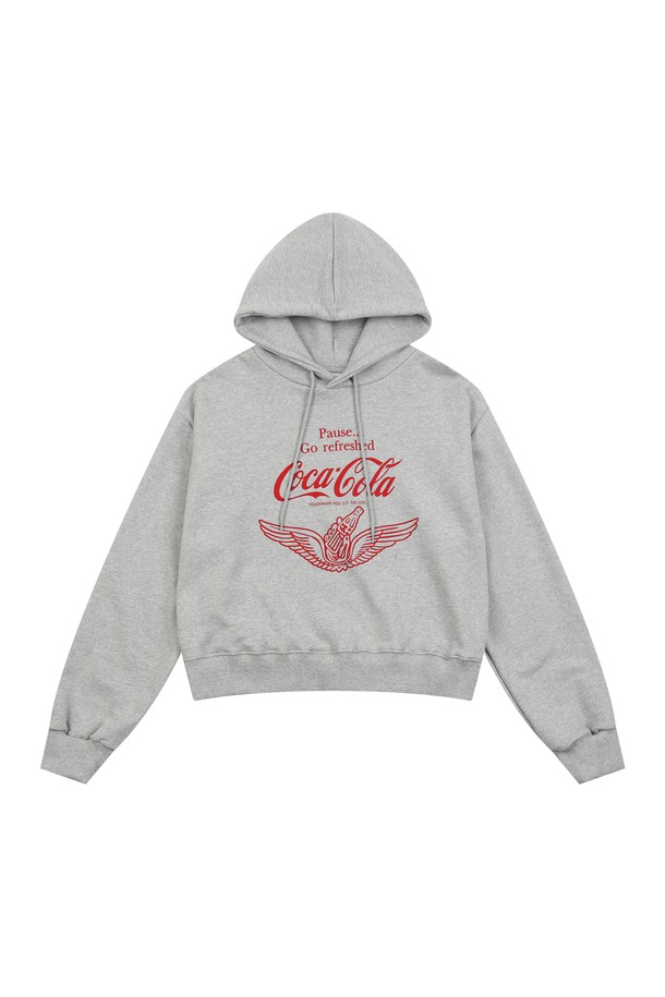 Coca-Cola - 후디 - 코카-콜라 : Coca-Cola wing crop hoodie 멜란지그레이