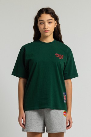 SOLID Coca-Cola LOGO BASIC SHORT SLEEVE T-SHIRTS 다크그린