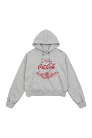 코카-콜라 : Coca-Cola wing crop hoodie 멜란지그레이