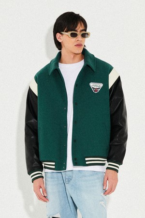 코카-콜라 : Bottle Patch Stadium Jacket 다크그린