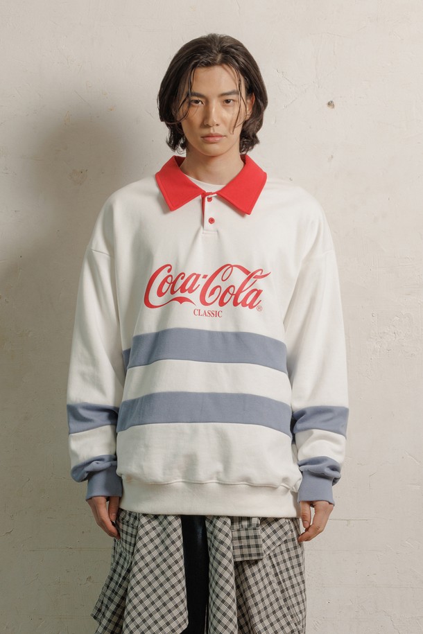 Coca-Cola - 스웨트셔츠 - 코카-콜라 : Classic Collar Sweatshirt 아이보리