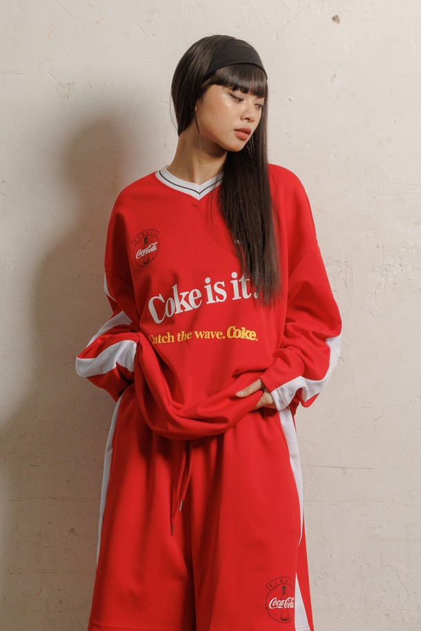 Coca-Cola - 긴팔티셔츠 - 코카-콜라 : Side Line Long Sleeve 레드