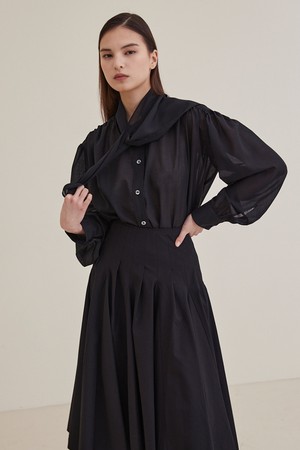 Scarf Tie Dress Shirt - Black