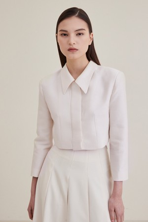 Cropped Tailored Jacket - Ivory