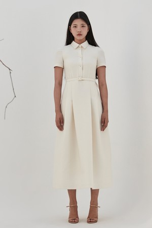 Belted Long Dress -Ivory