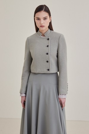 Wool Cropped Tweed Jacket- Pistachio