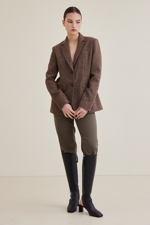 Merino Wool 100 Tweed Jacket- Brown