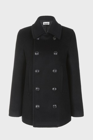 Six Buttons Detail Half Coat- Black