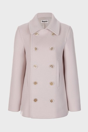 Six Buttons Detail Half Coat- Baby Pink