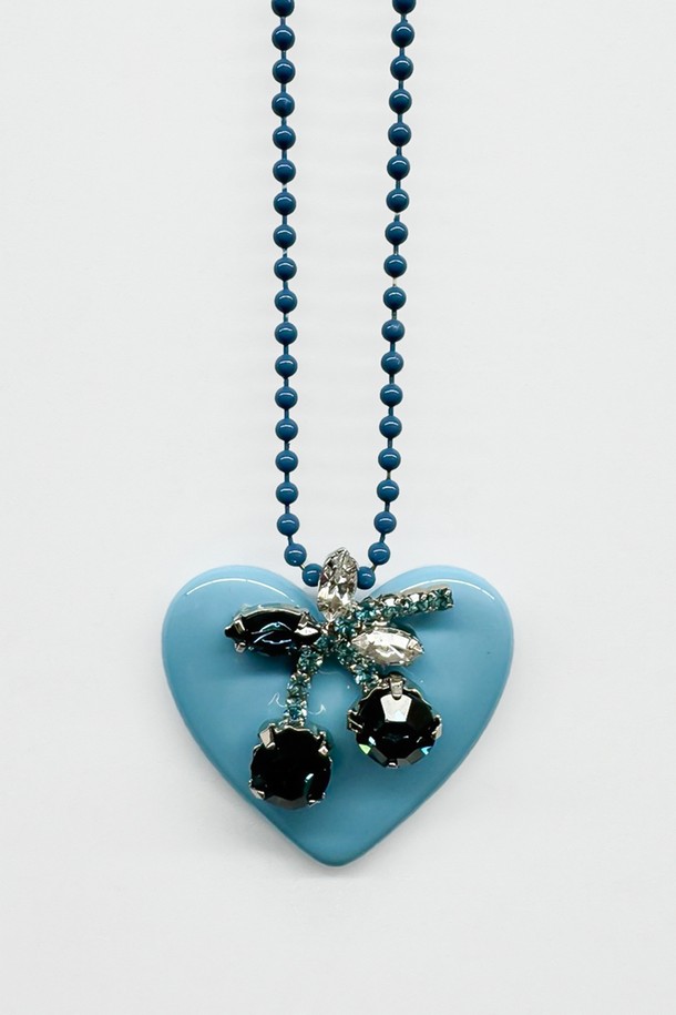 VERRYTASTE - 목걸이 - Cherry Heart Necklace - Blue