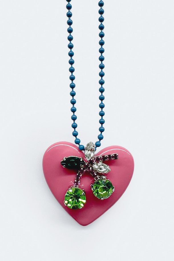 VERRYTASTE - 목걸이 - Cherry Heart Necklace - Pink