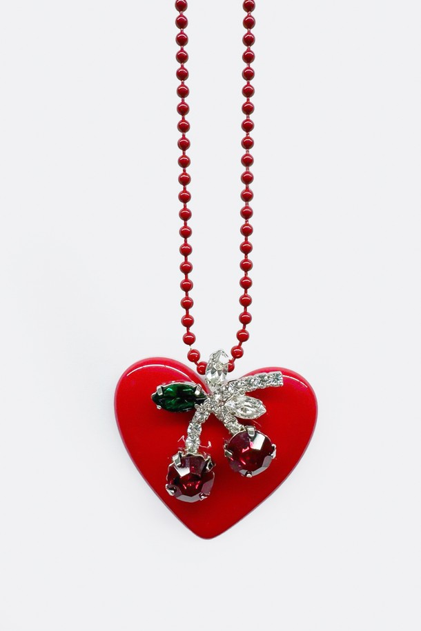 VERRYTASTE - 목걸이 - Cherry Heart Necklace - Red