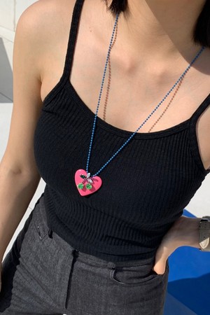 Cherry Heart Necklace - Pink