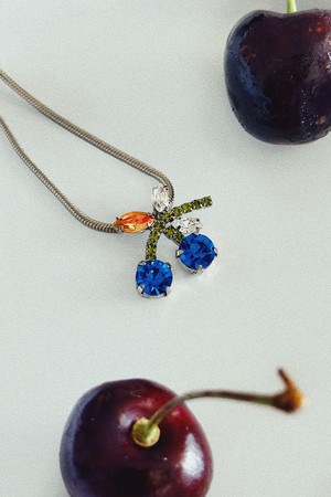 Cherry Necklace - Blue