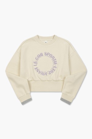 우먼스 에슬레저 멜로우 숏기장 맨투맨 - 베이지(QN422OFSO1)