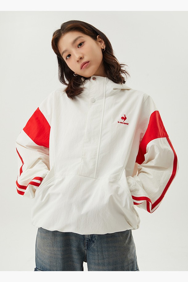 le coq sportif - 자켓 - 쉐브론 메쉬 아노락 자켓 아이보리(QP123TJK22)