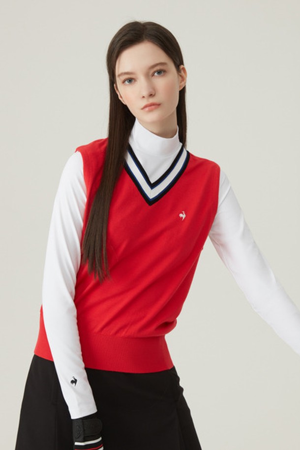 le coq sportif golf - 베스트/가디건 - 여성 브이넥 풀오버 베스트 (GP122LKV11)