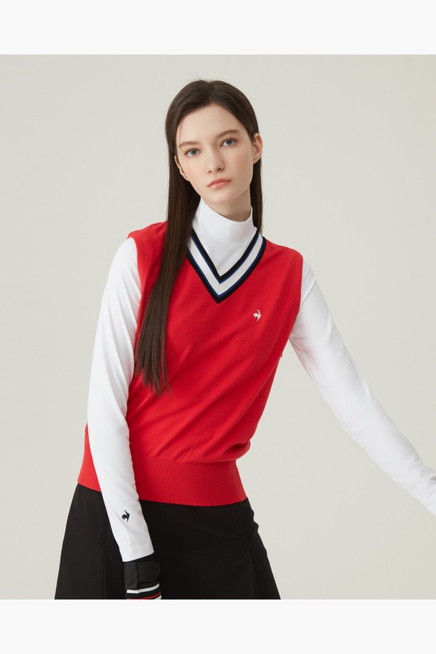 le coq sportif golf - 베스트/가디건 - 여성 브이넥 풀오버 베스트 (GP122LKV11)