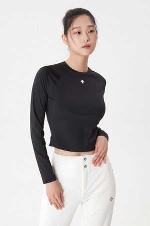 여성 세미크롭 긴팔티셔츠 블랙(SO422TTLO1)