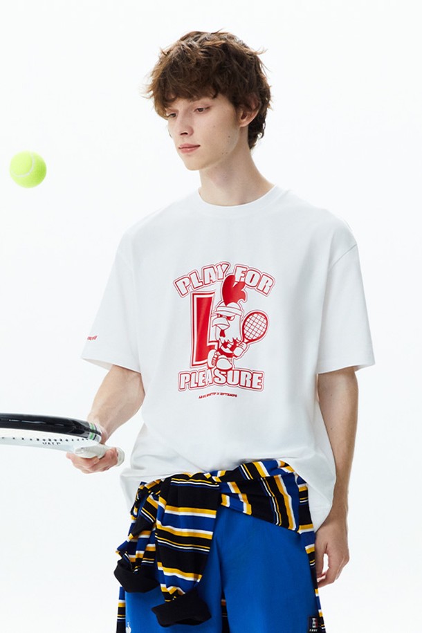 le coq sportif - 반소매 티셔츠 - [업템포 x 르꼬끄] 그래픽 반팔티 화이트(QP323FRS72)