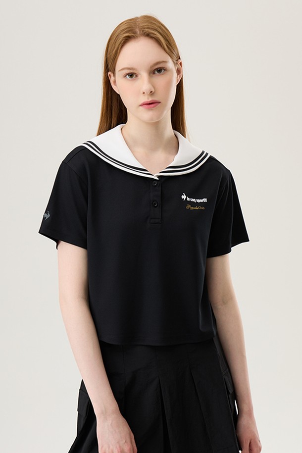 le coq sportif - 반소매 티셔츠 - 피케 세일러 폴로티 블랙(QP322TTS71)