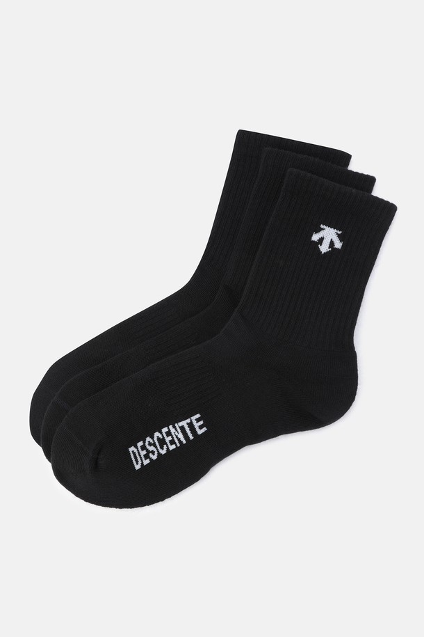 DESCENTE - 양말 - 크루 삭스 (3ea) 블랙(SQ123USO1D)