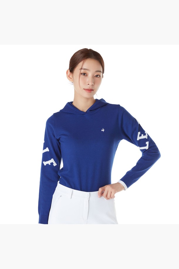 le coq sportif golf - 긴팔티셔츠 - 여성 레터링 포인트 후드 스웨터 (GP322LKP94)