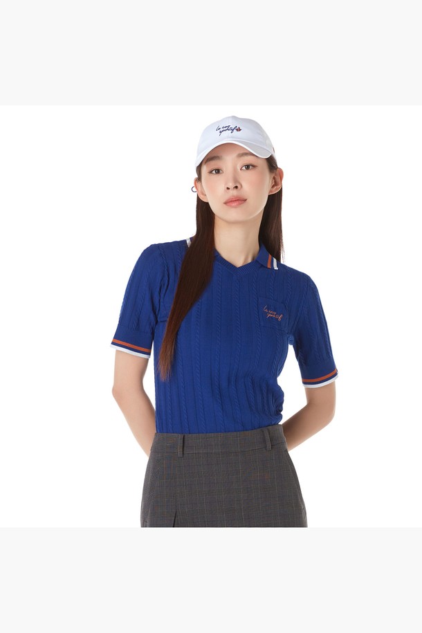 le coq sportif golf - 반팔티셔츠 - 여성 케이블 조직 반팔 카라 스웨터 (GP322LKP81)