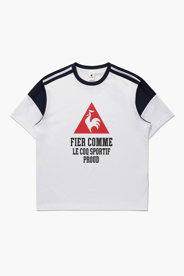 le coq sportif - 반소매 티셔츠 - 선데이 컬러블록 반팔티 - 화이트(QQ123LRS36)