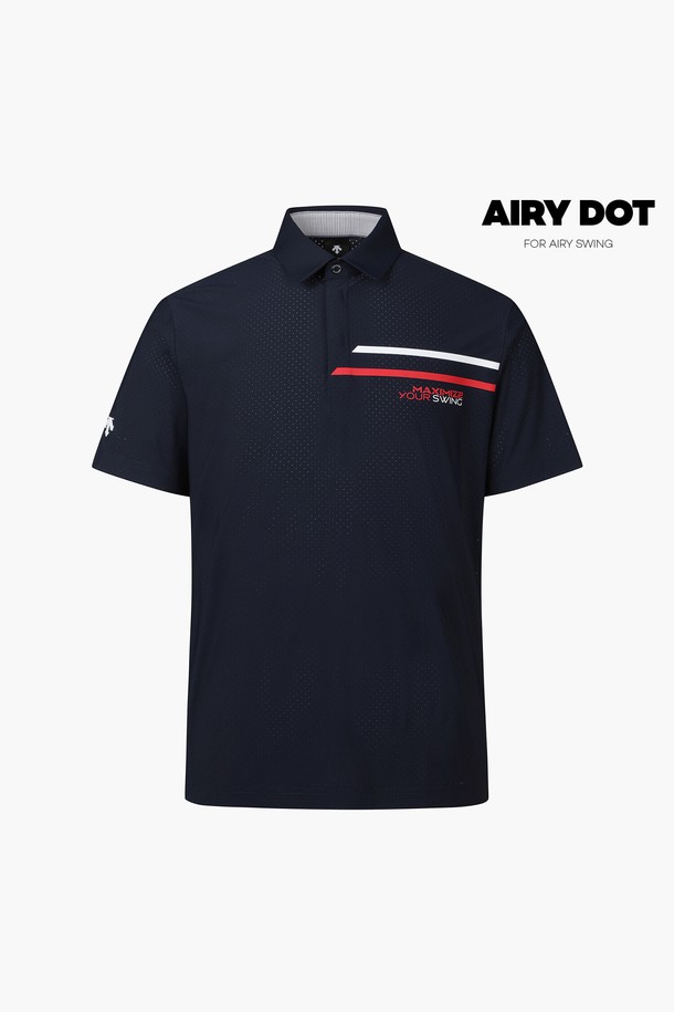 남성 펀칭 반팔 티셔츠 (DP22MFTS53)는 스포티한 스타일의 여름용 반팔 티셔츠입니다. 라이트그레이와 네이비 두 가지 색상으로 출시되었으며, 골프 및 스포츠 활동에 적합합니다. 전판 타공 소재와 AIRY SWING 기술을 적용하여 통기성을 높였으며, 폴리에스터와 폴리우레탄 혼방 소재로 제작되어 얇고 가벼운 착용감을 제공합니다. 레귤러핏 폴로넥 디자인에 가슴 부분의 배색 띠 디테일로 포인트를 주어 미니멀하면서도 캐주얼한 느낌을 연출합니다. 골프룩, 휴가룩 등 다양한 TPO에 활용 가능합니다.
