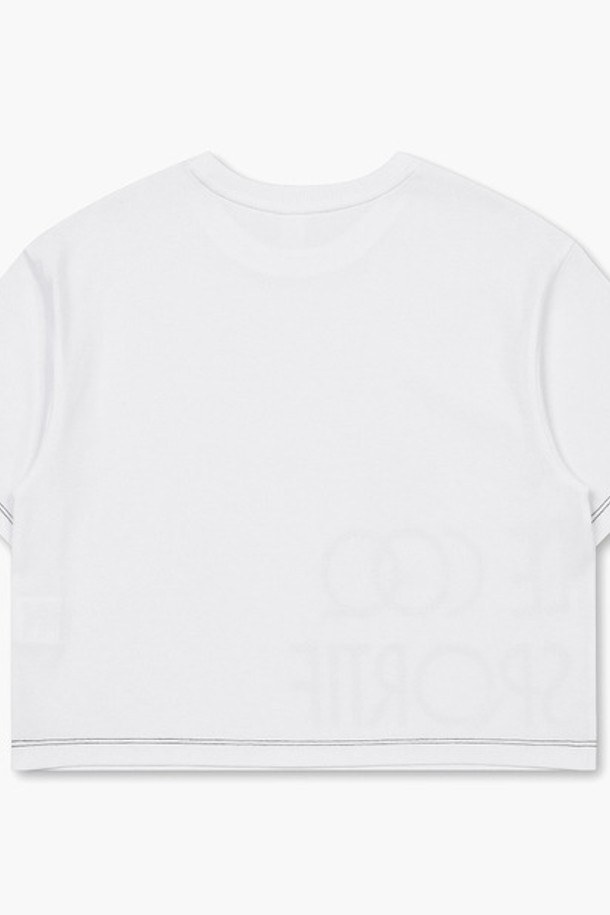 le coq sportif - 반소매 티셔츠 - 여성 루즈핏 크롭 레터링 반팔티 화이트(QP322ORS71)