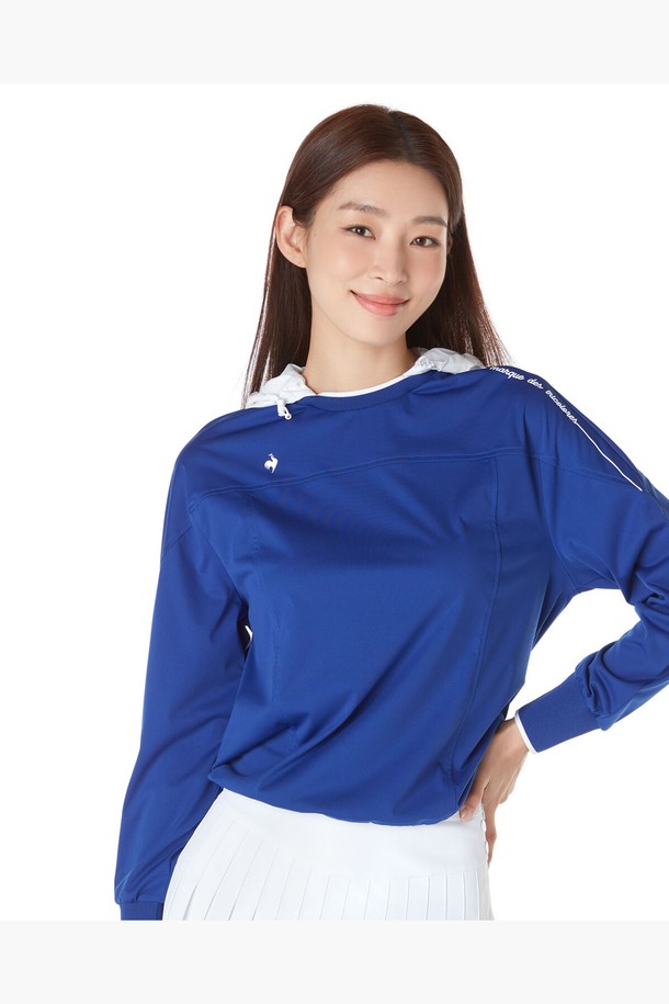 le coq sportif golf - 긴소매 티셔츠 - 여성 솔리드 탈부착 후드 라운드 티셔츠 (GP322LRL81)