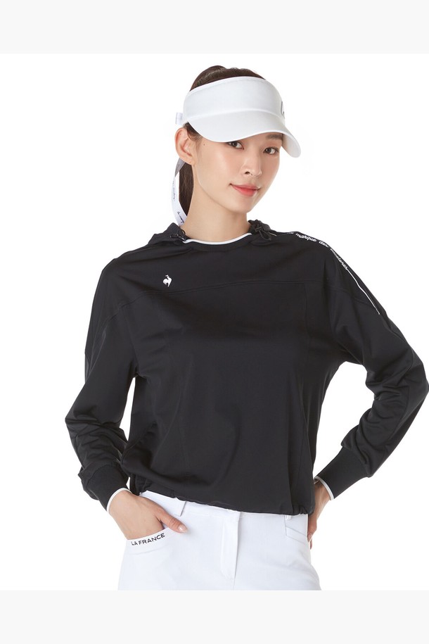 le coq sportif golf - 긴소매 티셔츠 - 여성 솔리드 탈부착 후드 라운드 티셔츠 (GP322LRL81)