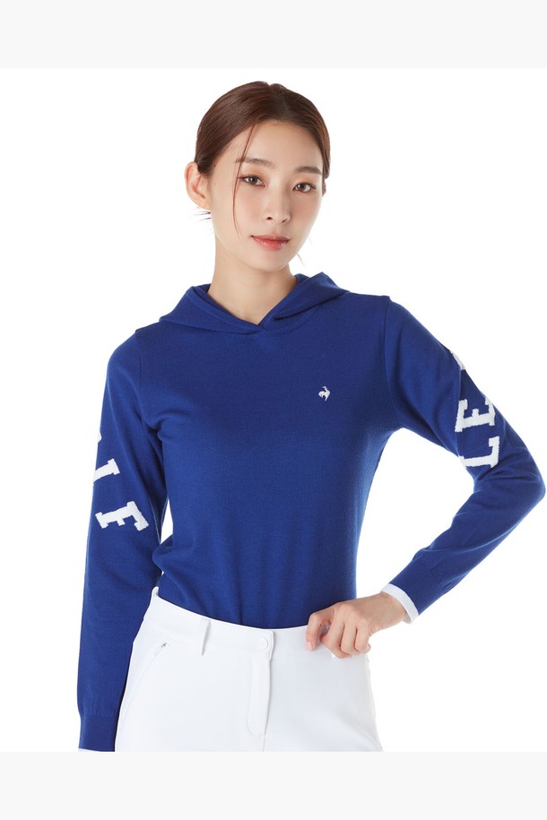 le coq sportif golf - 긴팔티셔츠 - 여성 레터링 포인트 후드 스웨터 (GP322LKP94)