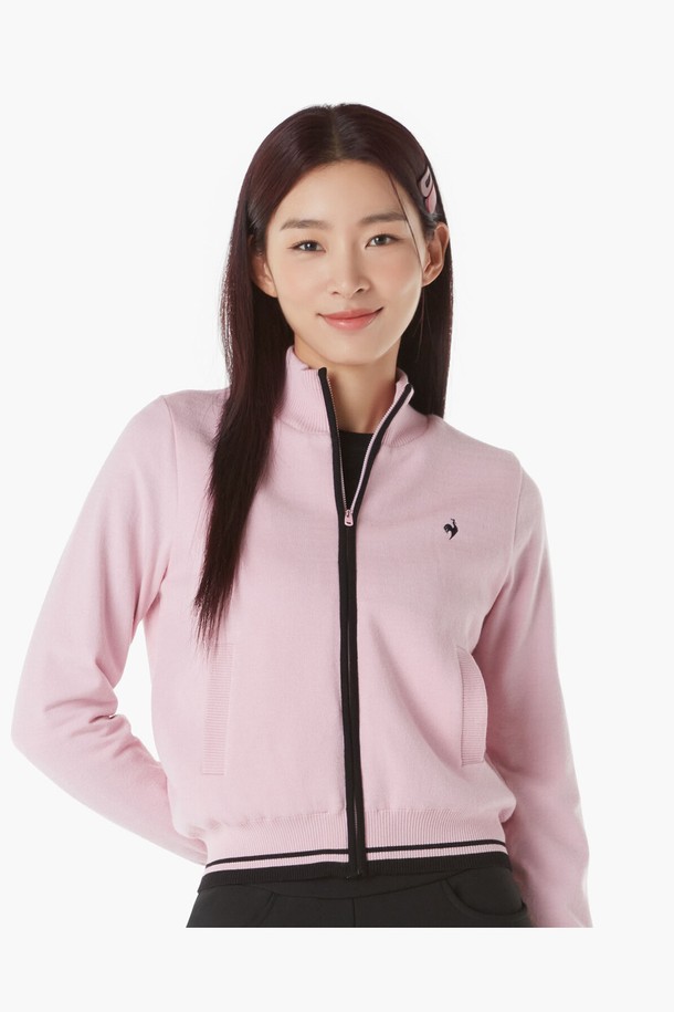 le coq sportif golf - 자켓/점퍼 - 여성 등판 자수 포인트 방풍 니트 풀집업 (GP322LKC92)