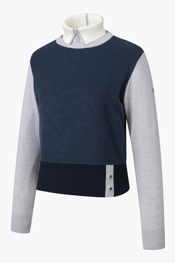 여성 방풍 탈부착 니트 풀오버 (DP42WFKPO6)는 봄, 가을 시즌 골프 활동에 적합한 스포티 스타일의 상의입니다. 부드러운 촉감의 나일론, 폴리에스터, 폴리우레탄, 레이온 혼방 소재로 제작되어 뛰어난 착용감을 선사합니다. 무지 디자인에 긴 소매와 니트넥으로 포인트를 주었으며, 레귤러핏으로 편안하게 착용 가능합니다. 방풍 기능과 탈부착 가능한 디자인으로 변덕스러운 날씨에도 유연하게 대응할 수 있어 골프룩으로 활용하기 좋습니다.
