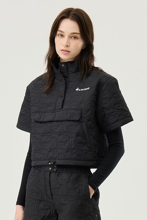 패딩 자가드 퀼팅 반팔 블랙(QP422TPDO6)
