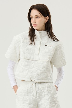 패딩 자가드 퀼팅 반팔 아이보리(QP422TPDO6)