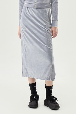 여성 벨벳 맥시 스커트 그레이(QP422OSKO2)